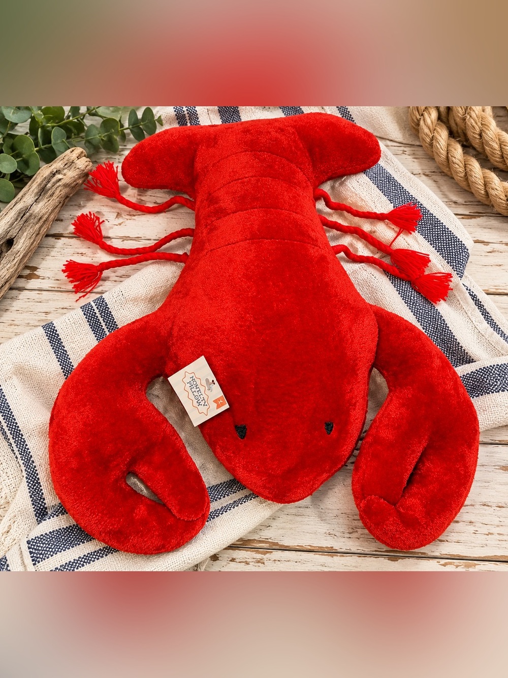 Red Lobster Plush Pillow NWT Vintage Coastal Sea Life Seafood Lover